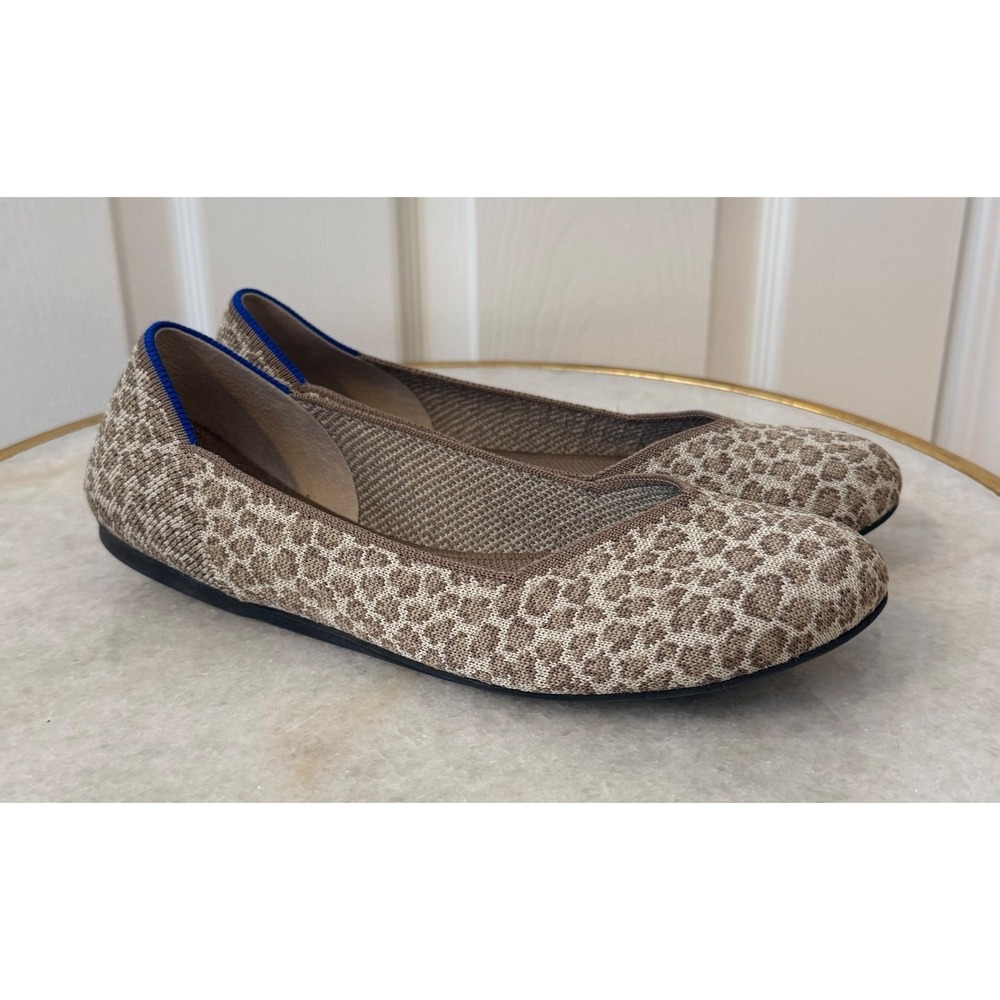 Rothys The Point Flats Fawn Cheetah Animal Print Tan Cream Size 9 Womens